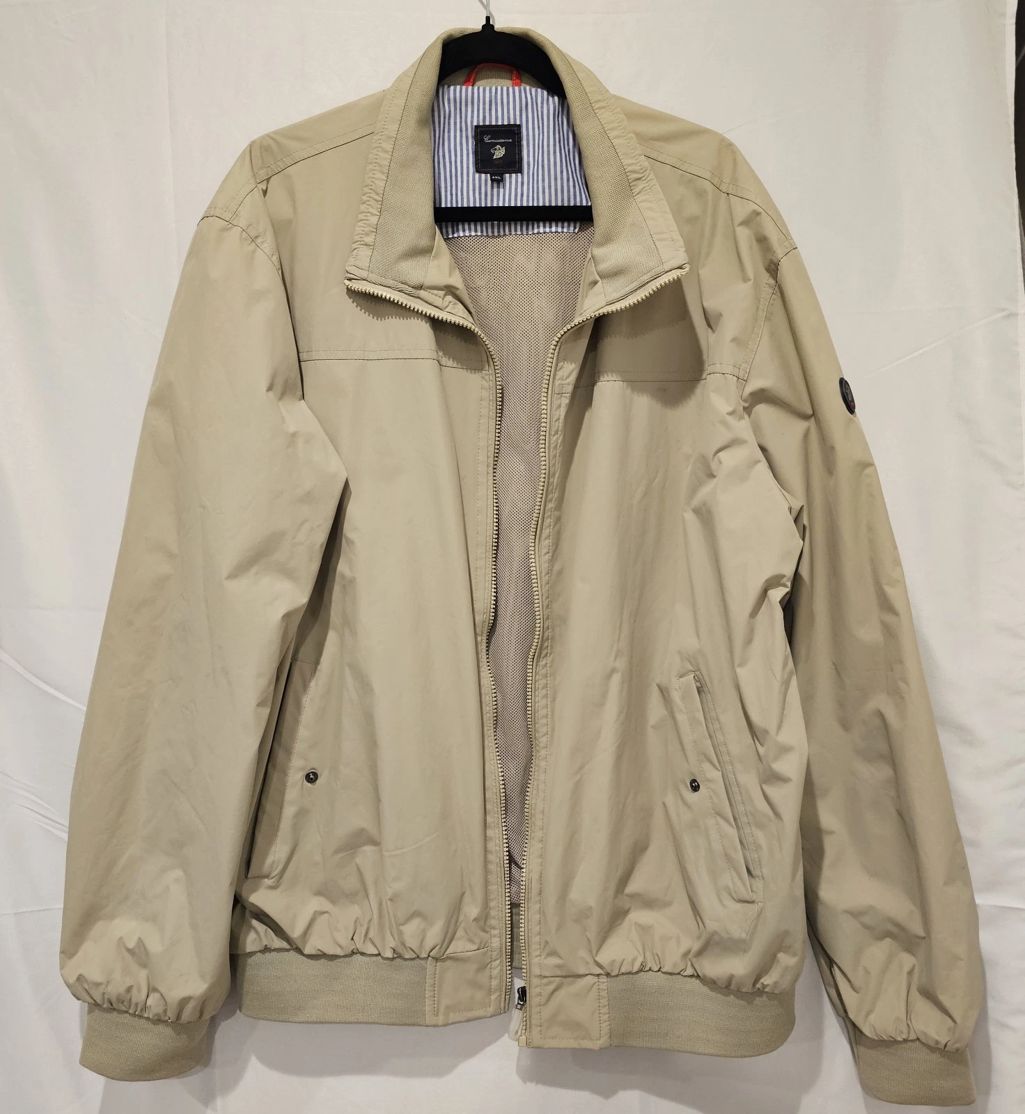 Camicissima Men's 4XL Windbreaker Jacket Cream Tan Lightweight Zip Coat