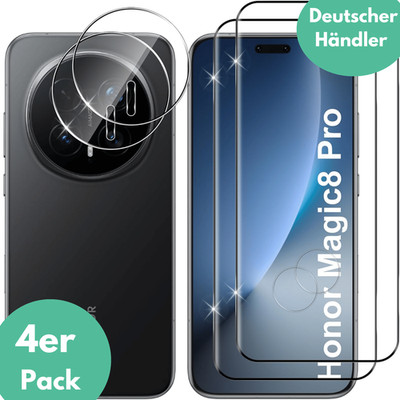 2X Schutzglas für Honor Magic 8 Pro Panzerfolie Display Kamera Hartglas Full 3D