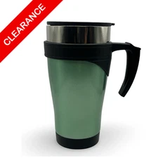 NEW Travel Mug 16 oz Light Green Insulated Coffee Tumbler with Handle and Lid