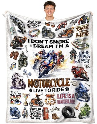 Motorcycle Blanket Cozy Soft Flannel Throw Motor Cycle Bed Sofa 50x40 Inch
