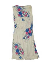 VINTAGE Womens Sleeveless A-Line Dress UK 16 Large White Geometric Modal BP09