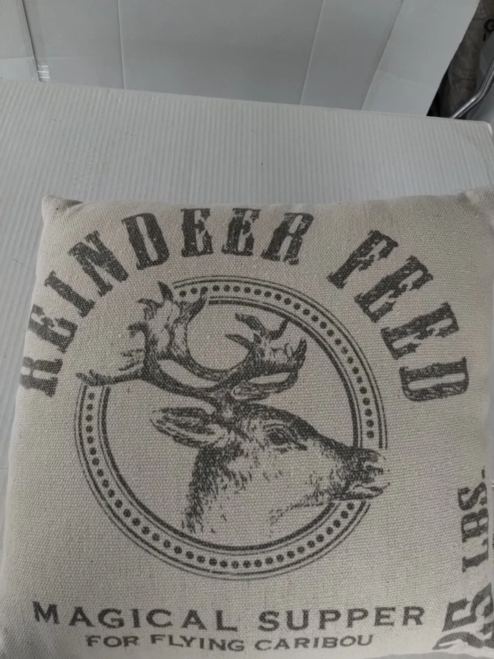 Primitives By Kathy Reindeer Feed Throw Pillow Tan SZ 16 x 16 Inches Square  - Image 3 of 4