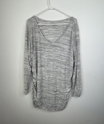 Motherhood Light Gray Marled V-Neck Long Sleeve Top size XXXL