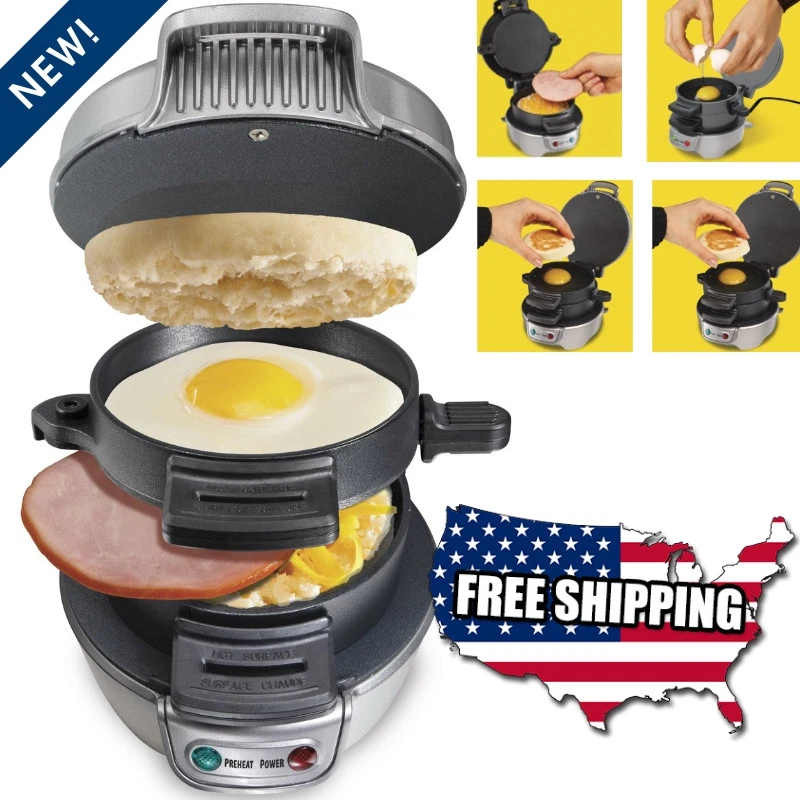 Breakfast Sandwich Maker White Egg Muffin Machine Classic Grill Lunch Dinner