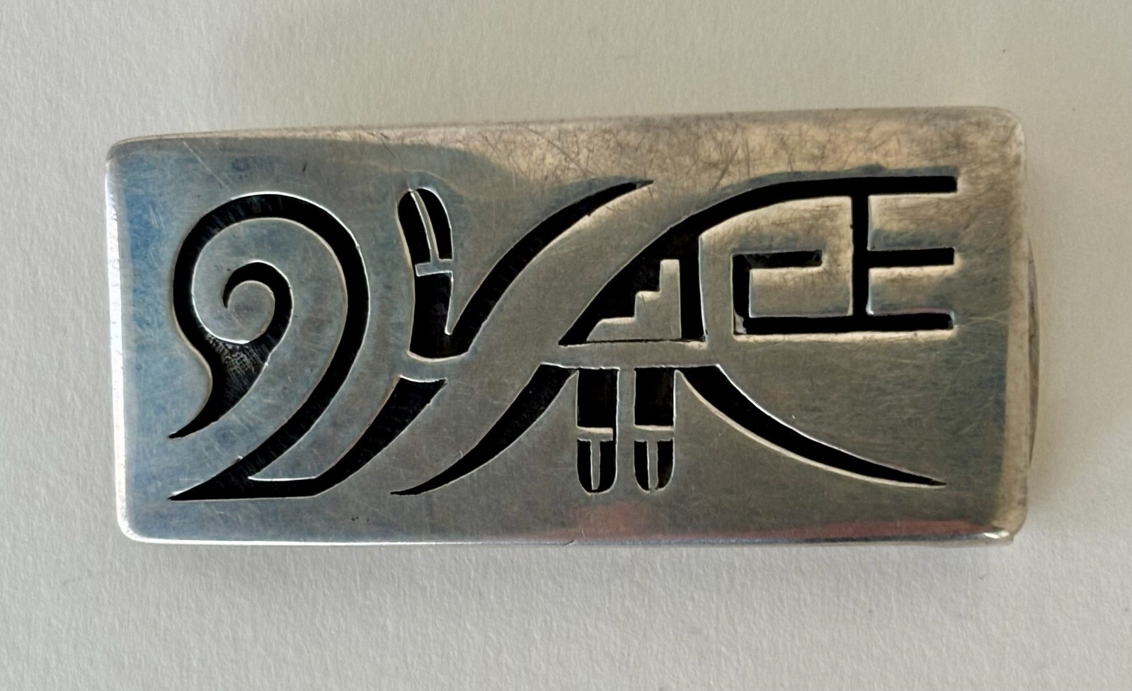 EXCEPTIONAL HOPI SILVER OVERLAY BELT BUCKLE - LAWRENCE SAUFKIE