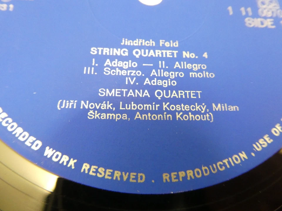 JINRICH FELD JOSEF MATEJ STRING QUARTET SUPRAPHON 1972 LP RECORD CZECHOSLAKIA - Image 4 of 4