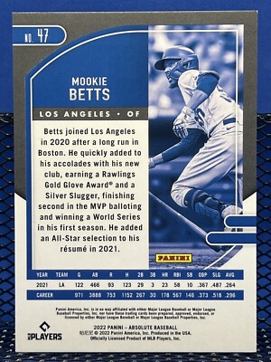 2022 Panini Absolute MOOKIE BETTS Los Angeles Dodgers 196/199 Blue