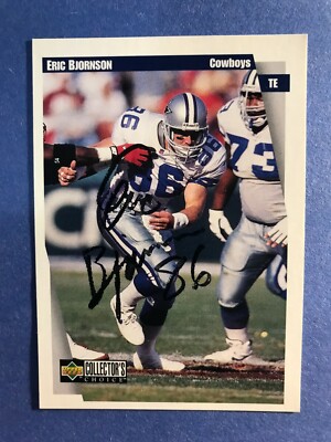 SIGNED ERIC BJORNSON 1997 UPPER DECK FOOTBALL CARD AUTOGRAPHED COWBOYS #164