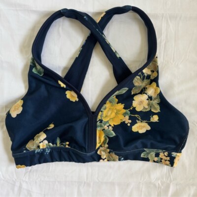 JoyLab Women s Cross Back Sports Bra in Navy/Yellow Floral Sz S