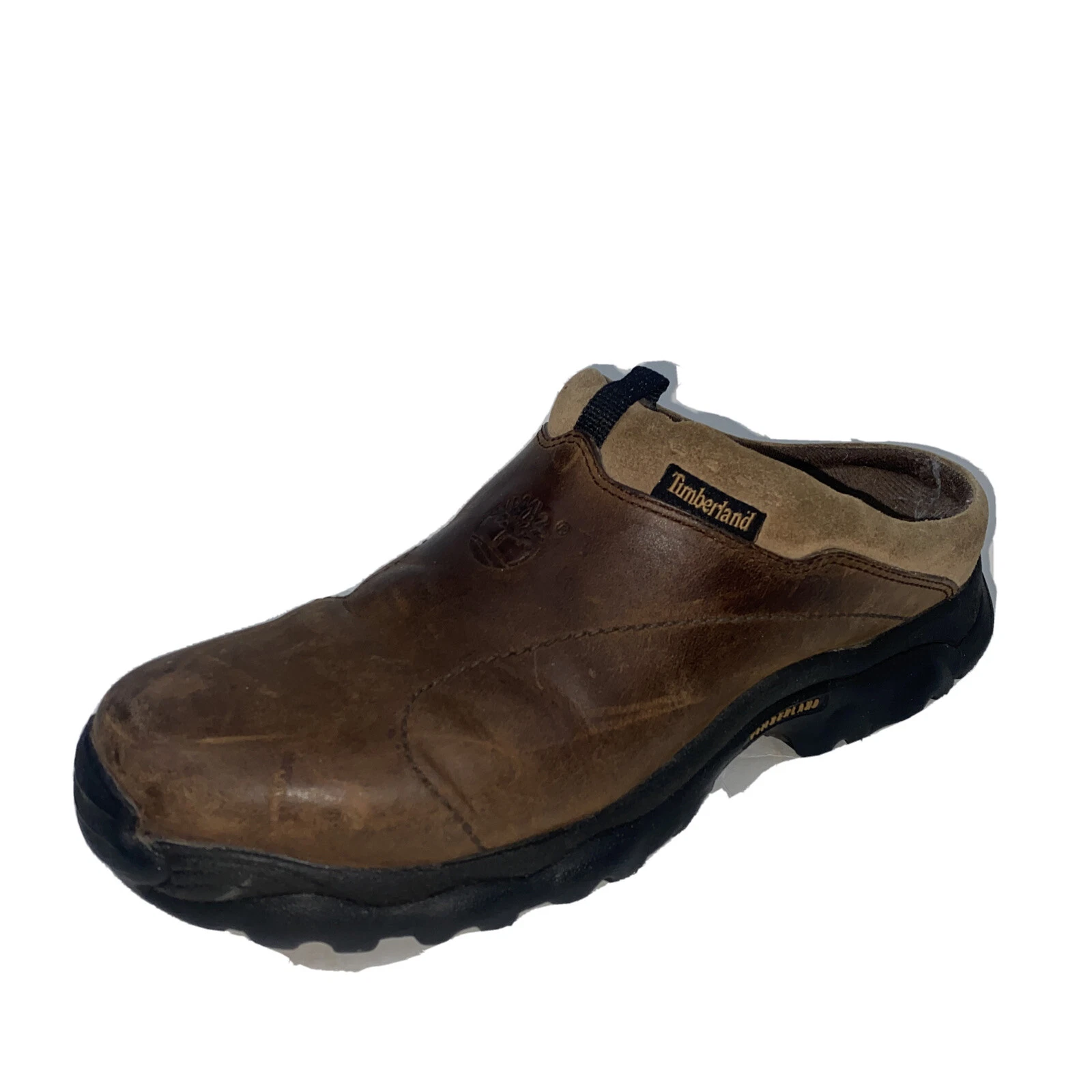 Mocassini slip on Timberland Trek Travel ACT muli marroni in pelle taglia 8 M diapositive