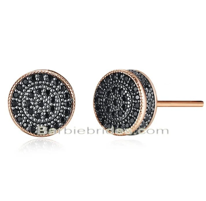 Aretes 3D totalmente helados micro pavé enchapados en oro de 14K circonitas cúbicas para hombres y mujeres Foto 4 de 4