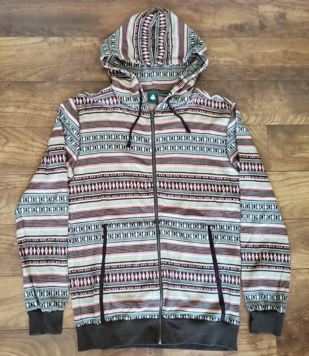 Urban Outfitters Men's Large Native Print Zip Hoodie Brown/Tan