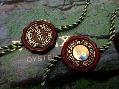 ORIGINAL ROLEX HANG TAG Chronometer rot weiß Faden Siegel grün Hologram  Swiss