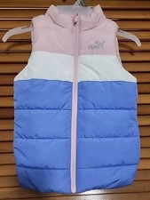 Puma Girl's Sleeveless Puffer Jacket Vest Sizexs 5/6 Winter Colorblock