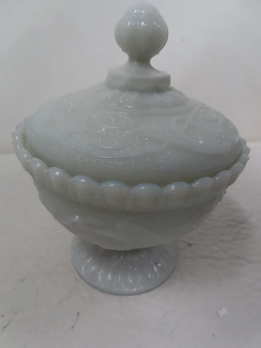 PORTIEUX VALLERYSTHAL CHIMERA Footed Compote Milk Glass Candy Dish