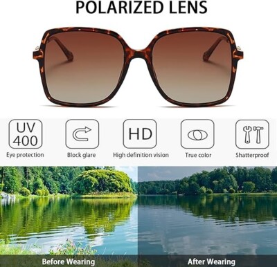 HD POLARIZED OVERSIZED RETRO SUNGLASSES JM Vintage Oversized Square Polarized Sunglasses for Women  main image 3