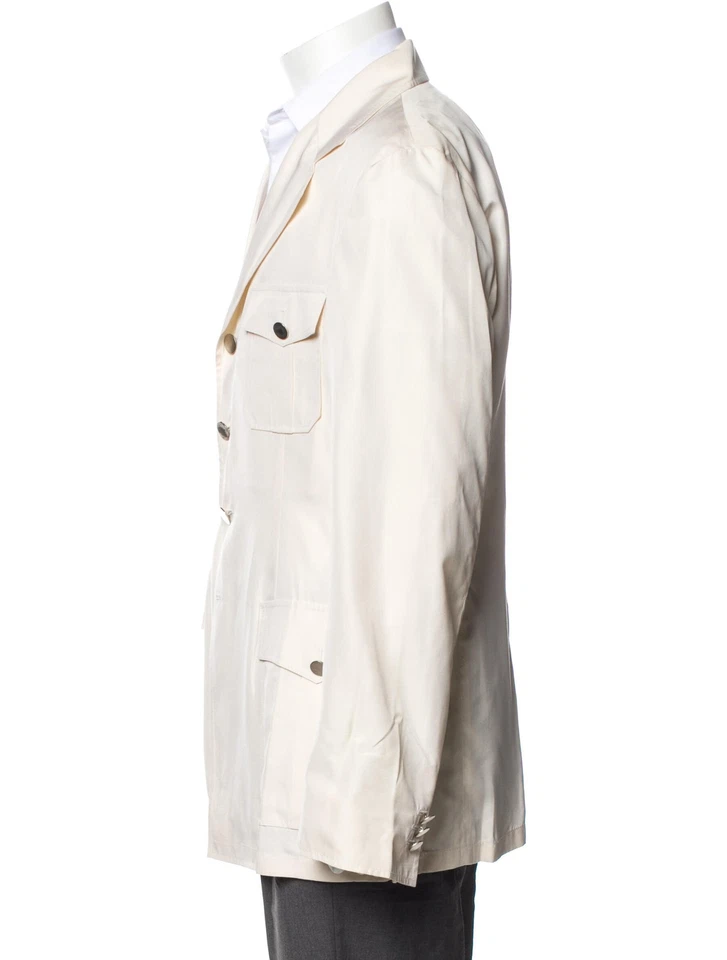Mens PRADA 283636 Silk Blazer Ivory size XL / IT52 - Imagem 2 de 4