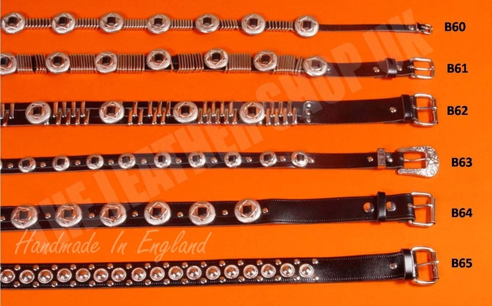 THE LEATHER SHOP UK Nuevos cinturones de cuero concho punk gótico motociclista hechos a mano con tachuelas