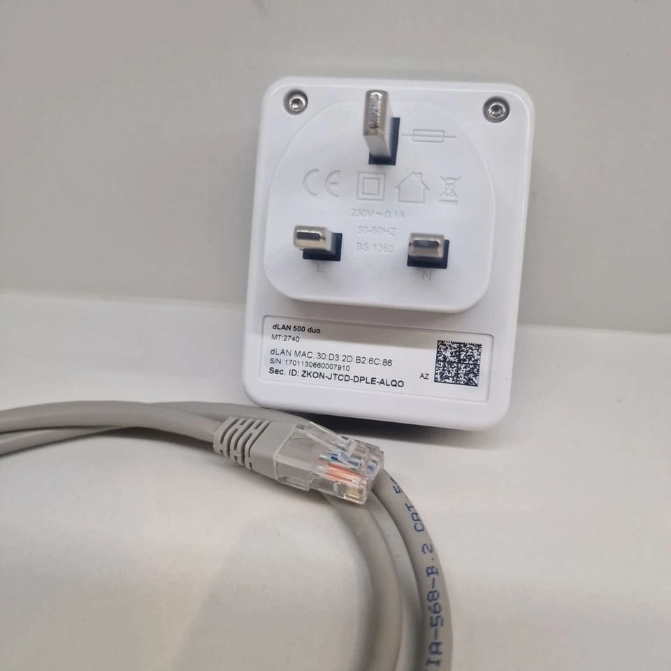 DEVOLO 9100 POWERLINE DLAN 500 DUO ADD-ON NON-WIFI ADAPTER, 2 LAN PORTS MT2740 - Image 3 of 4