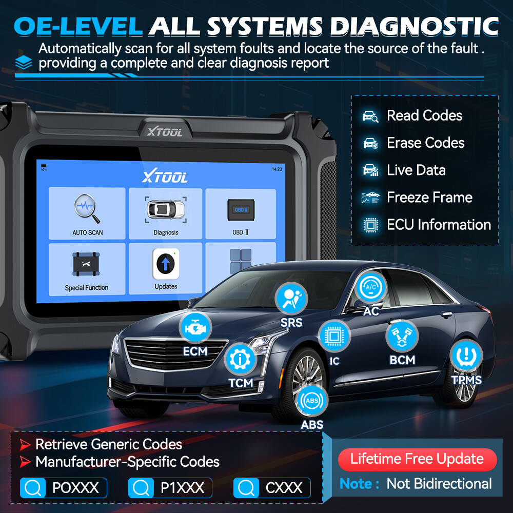 XTOOL D6 OBD2 Scanner Auto Full System Diagnostic Tool 15+ Resets Free Update