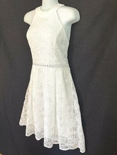 Francescas White Floral Lace Fit & Flare Sleeveless Lined Dress Juniors L