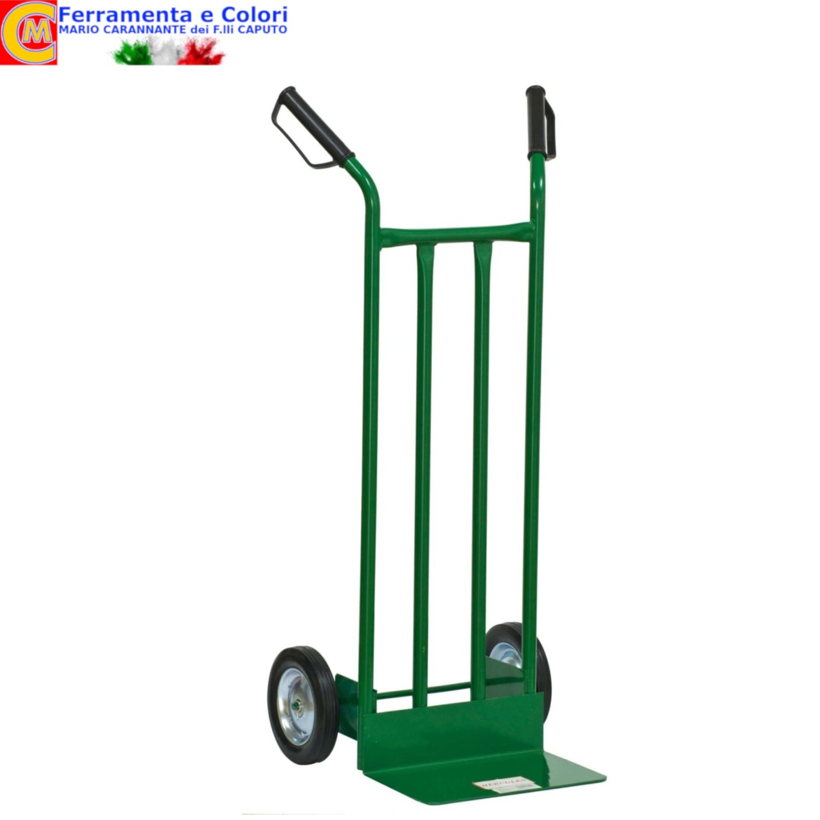 Carrello Portapacchi Acciaio Verde 120kg Ruote 160mm per Carichi Pesanti