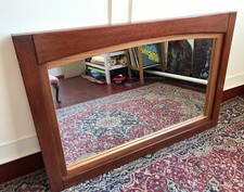 Large Rectangular Curved Edge Hearth Fireside Living Room Wood Statement Mirror