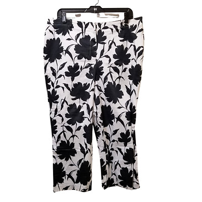 Spenser Jeremy Woman Capri Pants Women's 18 White Black Floral Stretch 36x21