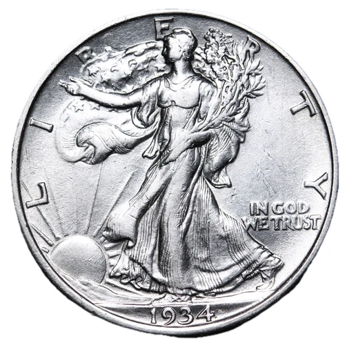 1934 Walking Liberty Half Dollar In AU Condition