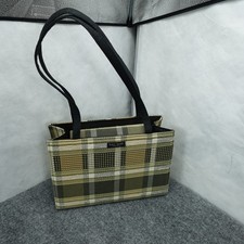 Kate Spade New York Plaid Woven Tote Bag Olive Tan Black Made in USA 11x8