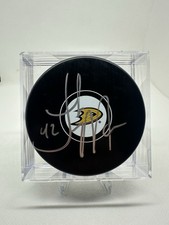 Josh Manson Signed Autograph Anaheim Ducks Official Logo Puck Colorado Avalanche