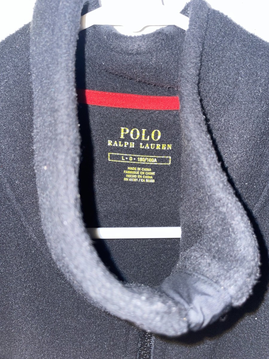 Polo Ralph Lauren Racing Jacket Mens sz L Black 1992 Alpine Fleece