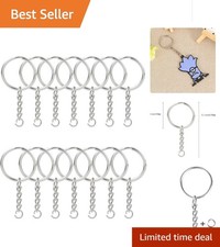 Durable 50-Piece Silver Key Ring Set with Chains - Craft Your Own Accessories