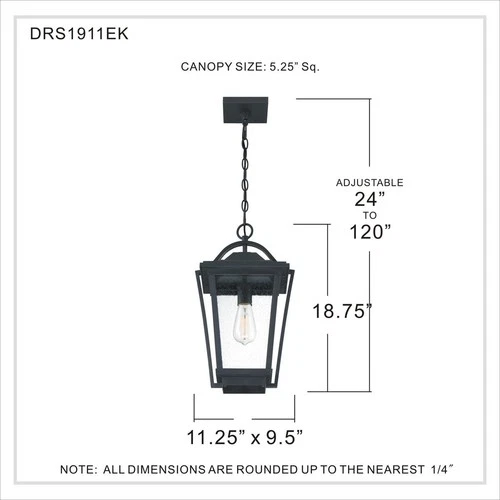 Quoizel DRS1911EK OPEN BOX Darius Outdoor Pendant or Chandeller Earth Black - Picture 9 of 9