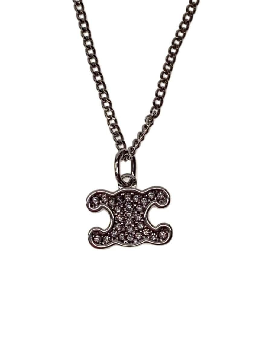 希少✨CELINE Triumph Rhinestone necklace Céline Celine Triomphe Rhinestone Necklace Golden Metal ref