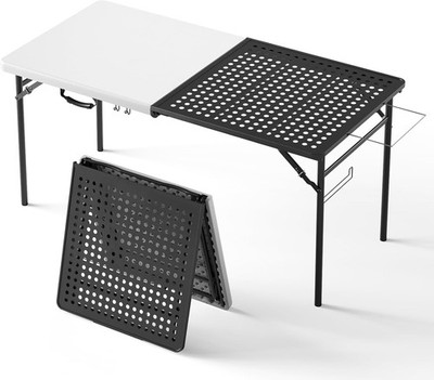 Folding Table, 5ft Folding Grill Table, Portable Camping Table for & BBQ Prep, 2