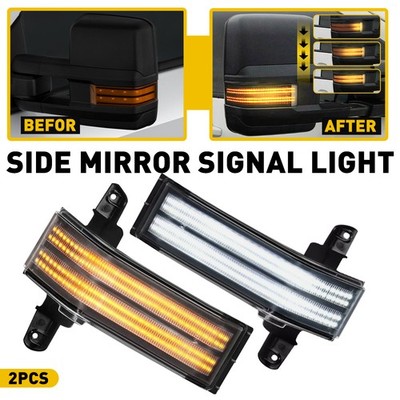 Clear Switchback LED Side Mirror Signal Light For Chevy Silverado GMC Sierra NEW