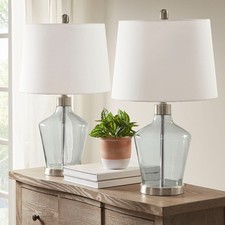 Set of 2 Harmony Angular Glass Table Lamp For Bedroom  Living Room