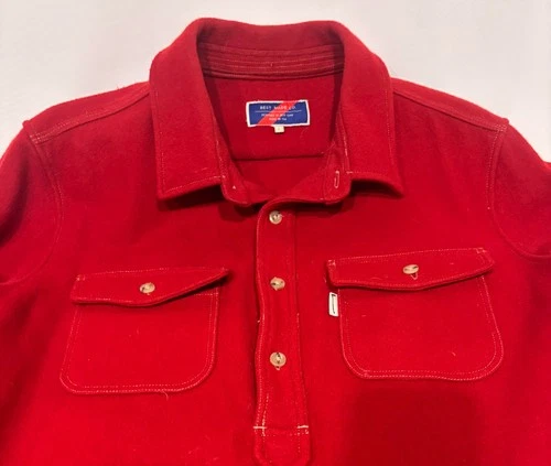 Best Made Co Red Pullover Jacket Button Men Size L Large Wool Front Pockets video thumbnail