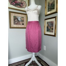 100 Silk Vintage Classic High-Waist Knee-Length Pink Skirt