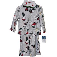 Kids Peanuts Snoopy Charlie Brown Pajama Set 4T Flame Resistant Sleepwear NWT