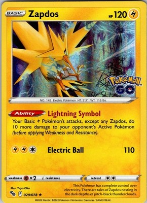 Zapdos Holo Rare PGO 029/078 NM
