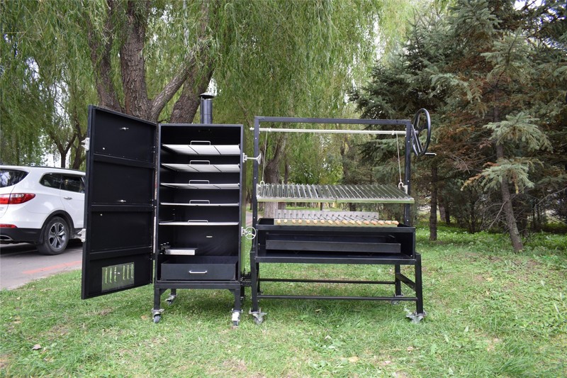 Charcoal Wood Fired Santa Maria Argentine Grill Charcoal BBQ Grill SMOKER COMBO