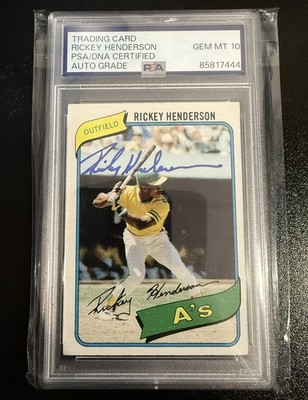 1980 Topps Rickey Henderson Signed ROOKIE RC PSA 10 #482 Card