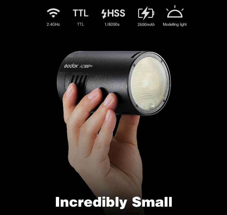 Flash de bolso sem fio Godox AD100Pro AD100 PRO TTL HSS 100W Speedlite 2.4G - Imagem 4 de 4