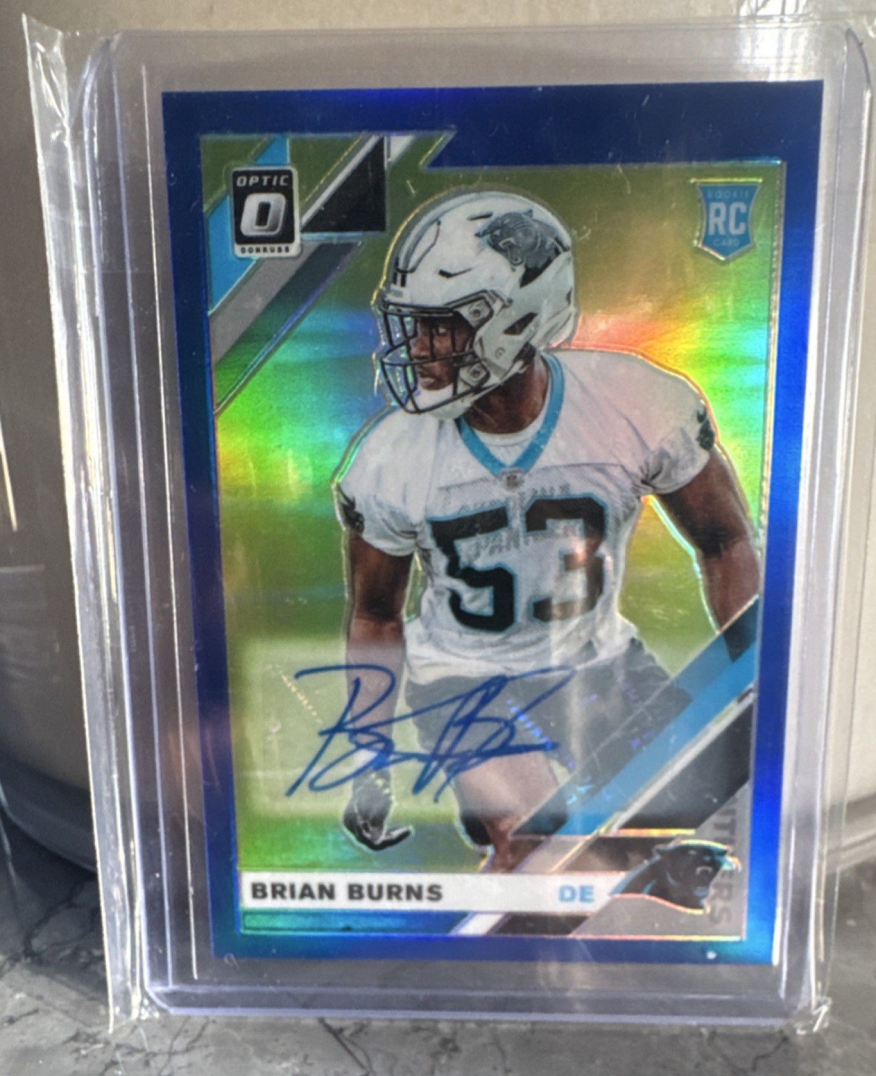 Panini 2019 Donruss Optic Brian Burns Rookie Blue Prizm #106 Auto /75 NY Giants