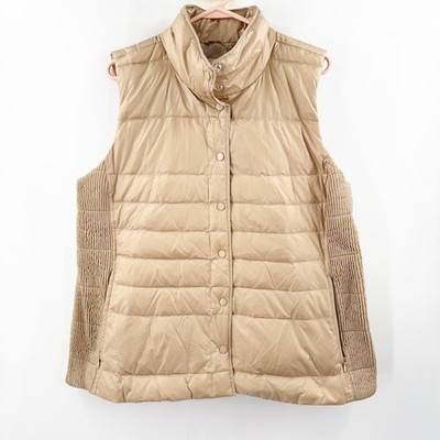 J. Jill Down Vest Size Large Quilted & Smocked Puffer Winter Fall Lightweight