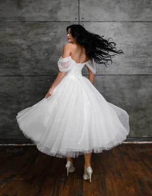 knee length dresses for ladies Long Sleevess V Neck Ivory Short Lace Summer Wedding Dress main image 0