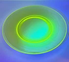 Antique Canary Yellow Uranium Glass Plate Depression Era UV Reactive 8.5”W