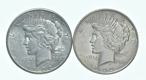 1922-S & 1922 Peace Silver Dollar $1 Bullion Collection Lot *151